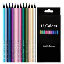 12/24 Metallic HB Colored Pencils - Dust-Free, 24/36 Oil-Based Colored Pencil Set (With Color Card) - Macaron And Morandi Color Series, Painting And Art Creation Supplies, Metallic Bright Colors, Art Supplies, Graffiti And DIY Handicrafts, School Supplies, Professional Painting Graffiti DIY Handicraft Tools - Multicolor - View 3