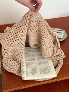 1pc Women Personalized Hollow-Out Knitted Shoulder Bag, Beach Vacation Tote, Fashion Versatile Handbag With Large Capacity, Suitable For Wedding Bride & Bridesmaid Gift, Office Work Commute Tote, Multi-Functional Shopping Bag, Ideal For Daily Use, Gift For Family, Friends, Mom, Partner, Great For Mother's Day, Valentine's Day, Nurse's Day, Teacher's Day, Christmas, Birthday - Multicolor - View 4