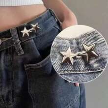 1pc/2pcs/4pcs Star Shaped Detachable Buckle No-Sew Waist Cincher For Loose Jeans, Shrink Waistline - Multicolor - View 2