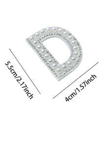 A-Z 1 Pack Of 5.5cm White Pearl Letter Ironing Patch, DIY Clothes Jacket Alphabet Name Crystal Applique Patch, Gift - White - View 22