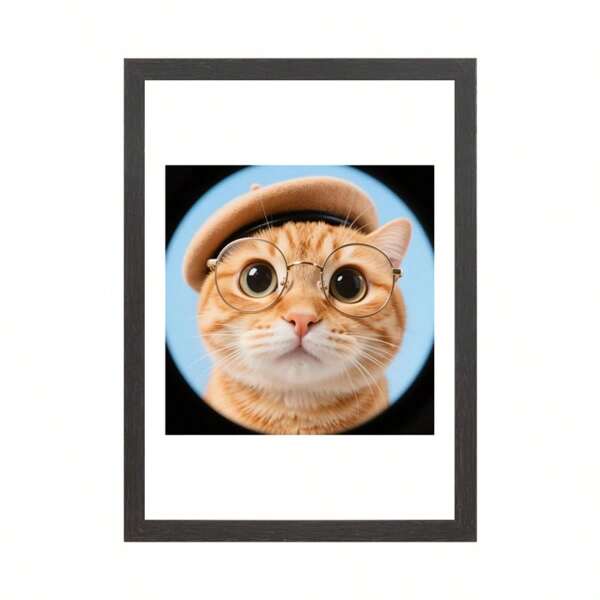 1pc Adorable Cat Figurine Decor, Canvas Oil Painting Style, Can Be Used As Wall Decor Or Desk Accessory. Cute And Vibrant Color, Suitable For Home Decor, Gifts For Holidays, Birthdays And Other Occasions School Supplies, Back To School