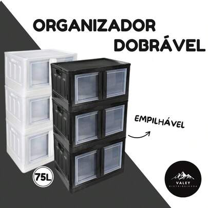 Organizador Dobrável Desmontavel 75 litros Preto ou Branco