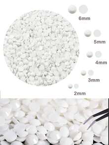 2000/800/400顆/袋 樹脂水鑽 2mm-6mm 白色平底水鑽，適用於DIY手工藝、美甲藝術、美甲裝飾、美甲配件、手機殼、鞋子、衣物、手工裝飾、美甲鑽飾、美甲用品、美甲飾品 - 白色 - 查看 7