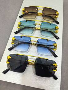 4 Pieces Frameless Fashion Glasses For Women, Black Fashion Glasses For Men, Y2k Fashion Glasses, Carnival Eyewear, Suitable For Sports, Traveling, Festival Wear, Beach, Driving, Going Out Wear, Vacation, Street, Sport Style, Fishing, Street Wear With Accessories, Outdoor Activities, Party, Summer Vacation Beach Festival Accessories,