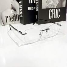 WOMEN'S EYEWEAR GLASSES FRAME CAT EYE GEOMETRIC RIMLESS  LENS LUXURY - SZ4073/PRETO/PRETO - 查看 4