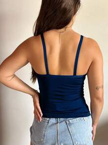 Summer Suplex Strappy Tank Top Casual Blouse - 藏蓝色 - 查看 3