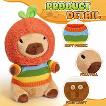 10 件水豚毛绒玩具带衣服配饰儿童水豚填充动物幼儿过家家装扮生日礼物 3 4 5 6 7 8 岁男孩女孩 - 彩色 - 查看 3