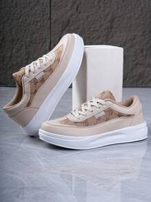 Zapatillas deportivas para niños, zapatillas casuales elegantes y atractivas para niños, zapatos de cordones para niños, zapatos de monopatín, zapatillas de tablero para niños, zapatos callejeros personalizados para niños con bloqueo de color, zapatillas gruesas de suela gruesa, resistentes al desgaste, transpirables, cómodas para correr al aire libre, zapatos deportivos retro para adolescentes, zapatos casuales de cordones marrones para jóvenes