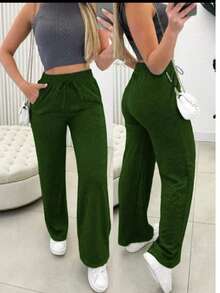 Women's Lanzinha Pants With Pockets Winter Fashion - 獵人綠 - 查看 2