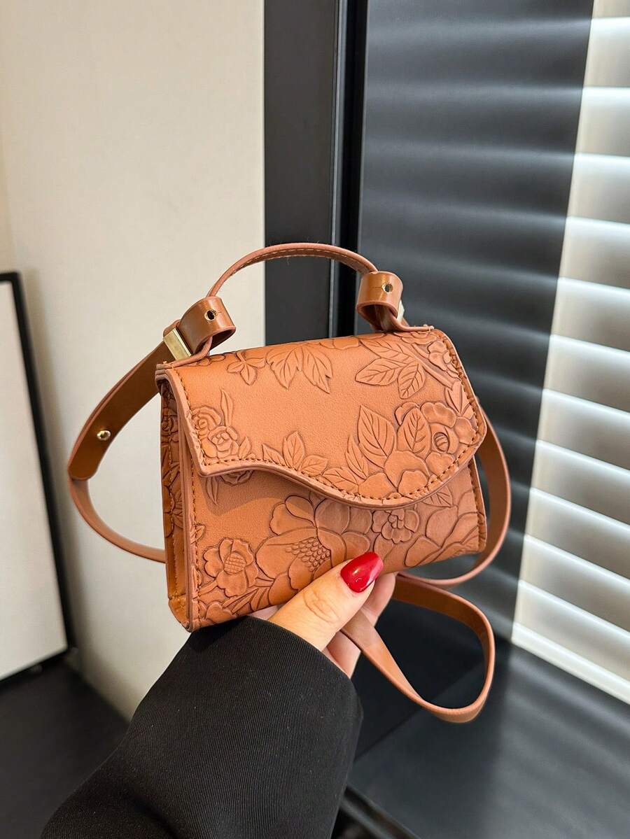 Mini Pattern Design Fashion Handbag & Small Bag - Brown - View 1
