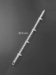 1pc Fashion Cubic Zirconia Women Copper Inlaid Zirconia Adjustable Silver Bracelet, Suitable For Daily Wear - Silver Thorn Chain - View 5