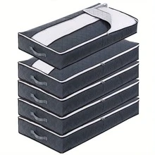 1/4 Pcs 90L Underbed Storage Bags, High Capacity Thick Non-Woven Fabric Storage Bags With Reinforced Handles, Suitable For Quilts, Pillows, Toys, Clothes (Gray) - Grey - View 1