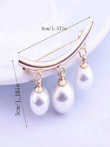 1pc New Style Pearl Brooch, Anti-Exposure Brooch, Lapel Pin Clothing - 金色 - 查看 2
