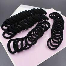 100pcs Black Seamless Elastic Hair Ties For Women, Durable No Crease Hair Bands Ponytail Holders Hair Elastics Hair Rubber Bands Scrunchies Hair Rope
