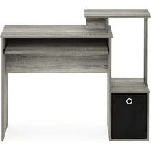 Econ Multipurpose Home Office Computer Writing Desk, White/Black - French Oak/Black - View 5