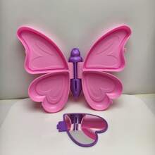 صندوق مجوهرات بشكل فراشة مع مرآة، مناسب لتخزين وعرض المجوهرات