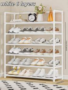 1pc 3-7 Tiers Easy Assemble Shoe Rack, High Capacity Compact Space-Saving Floor Stand Storage Shelves For Bedroom Decor - Multicolor - View 5
