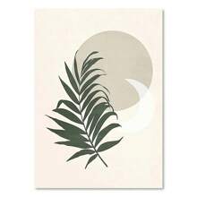 1pc Abstract Bohemian Moon Wall Art Sage Green Botanical Canvas Painting Scandinavian Posters Living Room Decorations Gifts Optional Frame
