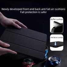 平板电脑保护壳适用于 iPad 10、iPad Pro 11 英寸 2020/2021/2022、iPad 7/8/9 10.2 英寸、iPad Air 11 英寸 (M2) 2024,超薄轻巧智能保护套,带自动睡眠/唤醒功能、三折支架、蜂巢式通风 (黑色) - 黑色 - 查看 9