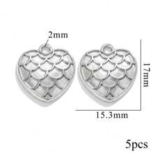 5PCS Stainless Steel Fashion Simple Rose Heart Pendant DIY Necklace Earrings Bracelet Jewelry Making Supplies Suitable For Women Gift