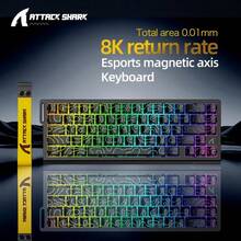 ATTACK SHARK X68HE 游戏机械键盘磁力开关 0.01mm 快速触发 8000Hz SOCD/Rs 0.125ms 适用于专业游戏 - 彩色 - 查看 4