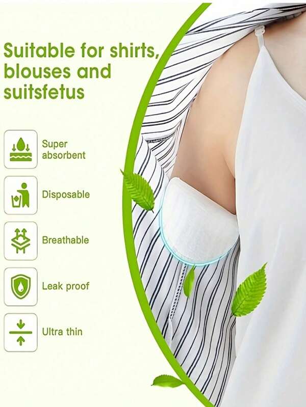 50pcs/10pcs/20pcs Underarm Sweat Pads, Invisible Sweat Absorbing Stickers For Armpits, Anti-Perspirant
