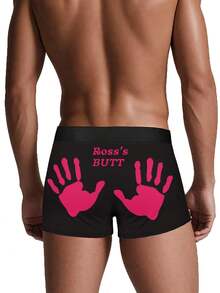 Valentines Boxer Shorts - Personalised Text - (Name)'s Butt - Black - View 1