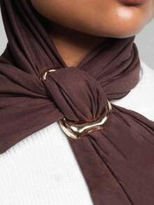 1pc Metal Scarf Loop Fastener, Hijab Buckle - Gold - View 4