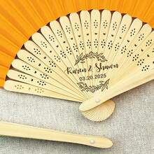 Wedding Colored Fan In Bulk Rustic Fan Custom Wedding Favor Fan Personalized Fans For Guests Wedding Fan Set Summer Beach Fan Halloween Fans - White - View 2