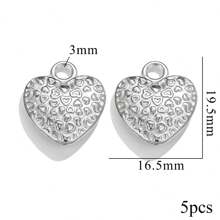 5PCS Stainless Steel Fashion Simple Rose Heart Pendant DIY Necklace Earrings Bracelet Jewelry Making Supplies Suitable For Women Gift