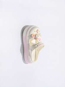 Sanrio 三丽鸥卡通人物镂空木屐式拖鞋，适合女孩和儿童，图案包括酷洛米、肉桂狗和美乐蒂，EVA材质。 - 黑色 - 查看 6