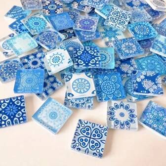 1 paquete (150g) de piezas de mosaico de vidrio de mandala, materiales DIY adecuados para la decoración del hogar en la sala de estar, cocina, baño, arte y decoración creativa de paredes/suelos, que resaltan el estilo y las aplicaciones del mosaico
