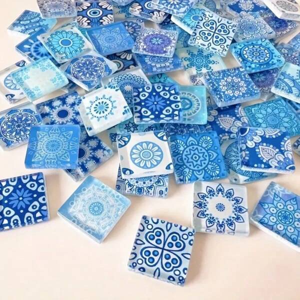 1 paquet (150g) de morceaux de mosaïque en verre Mandala, matériaux d'artisanat DIY convenant au salon, à la cuisine, à la salle de bain, à la décoration de la maison, à l'art et à la décoration murale/de sol créative, mettant en valeur le style de la mosaïque et les scénarios d'application