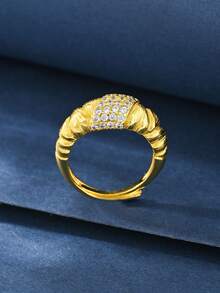 一系列迷人、优雅、个性化、经典、复古风格、微镶嵌锆石、18K 镀金铜女士开口戒指，适合婚礼、周年纪念、节日、派对、生日、礼物、工作、日常佩戴、女士珠宝配饰