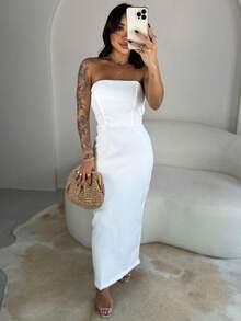 Women Midi Dresses - White - View 4