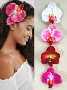 1/4 piezas Pasadores para el cabello con flor hawaiana para mujeres, 4 piezas de pasadores con flores artificiales, pasadores con flores de Plumeria Hibiscus para vacaciones, fiestas en la playa, accesorios para el cabello con flores tropicales para niñas en días festivos, pasadores con forma de oreja de gato