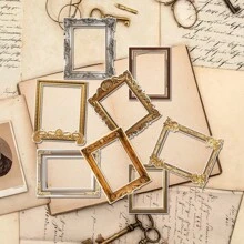 1 Set Of 8pcs Vintage Photo Frame Border Stickers, Creative Wall Decals For Home Decor In Living Room, Bedroom, Study, Wall Decoration