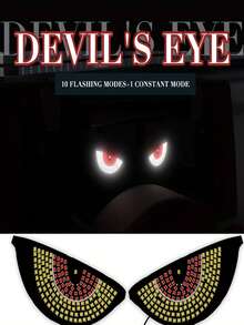 2 piezas de Luces de coche con efecto de ojos de diablo LED, alimentadas por USB, fácil instalación sin cableado necesario, iluminación de expresión genial para vehículos, luces decorativas de múltiples funciones geniales para camiones y SUV, parabrisas delantero y trasero, maletero sin batería requerida - Multicolor - Ver 6