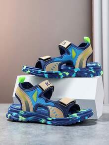 Kids Open Toe Sandals, Children Summer Breathable Hook&Loop Beach Shoes, Lightweight & Sports Sandals, Suitable For Beach And Casual Wear