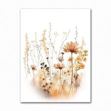 1 pieza Cartel de lienzo con impresión de acuarela de flores y hojas botánicas, para decoración de pared en sala de estar y el hogar, con opción de marco, decoración moderna - Multicolor - Ver 68