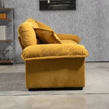 84" Chenille Sofa Small Sofa Loveseat Deep Seat Sofa Couch With 2 Throw Pillows & Memory Foam For Living Room Apartment Office Lounge-Yellow - 1 - View 4