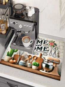 1pc Absorbent Drying Mat, Coffee Machine Mat, Handmade Coffee Pot Drainage Mat, Kitchen Countertop Dish Drying Mat, Breakfast Mat, Non-Slip Heat-Resistant Drainage Mat, Diatomite Drainage Mat, Conceals Stains, Super Drainage Mat, Easy To Clean Dish Rack Mat, Suitable For Kitchen, Dining Table, Cafe, Bar, Holiday, Party, Home Decor, Holiday Gift