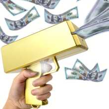 1 Golden Money Gun [Send 100 Props] Bill Gun Make It Rain Like, Handheld Props Dispensing Gun, For Party Games Activities Party Supplies, Atmosphere Enhancement, Holiday Gifts - Golden color [100 props for free] - View 2