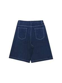 GlobeSwift Men's Loose Straight 3/4 Jeans - Blue - View 4