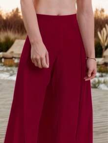 Pantalon Playero Largo con Corte Holgado Asimetrico para Hombre - Rojo violeta - Ver 2