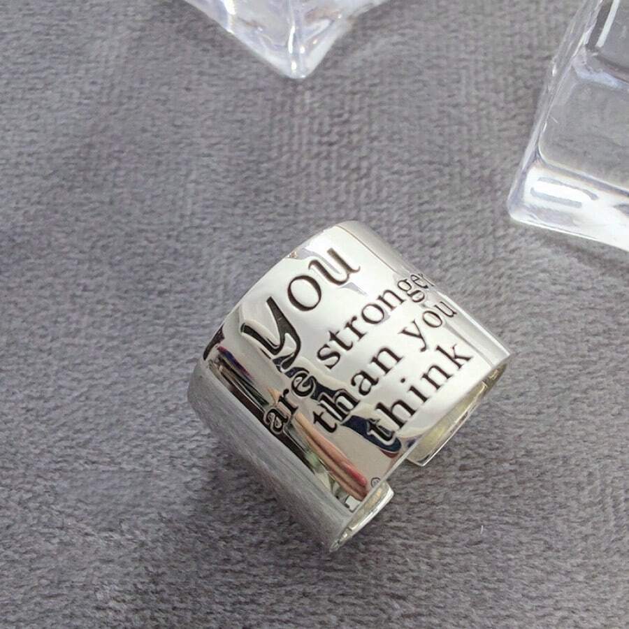 Vintage English Letter Open Ring, Fashion Versatile Classic Finger Ring