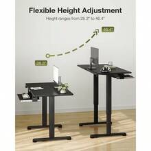 Casaottima Electric Standing Desk With Keyboard Tray, 40 Inch Height Adjustable Small Table, Sit Stand Table, Writing Computer Desk For Home, Office, Workstation, White - Black - View 5