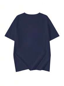 Women's Loose Black Printed T-Shirt - Short Sleeves, Loose Fit, Machine Washable, Japanese Text, Panda Pattern Design