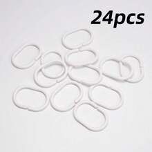 12/24pcs Shower Curtain Hooks, Shower Curtain Rings, C-Shape Plastic Shower Curtain Hooks, Stylish Bathroom AccessoriesChristmas Decor