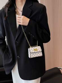 Bolso cruzado tipo mini de patrón geométrico de moda para mujer - Blanco - Ver 4